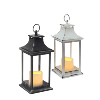 Farol Fanal con vela led en blanco o negro de 29 cm