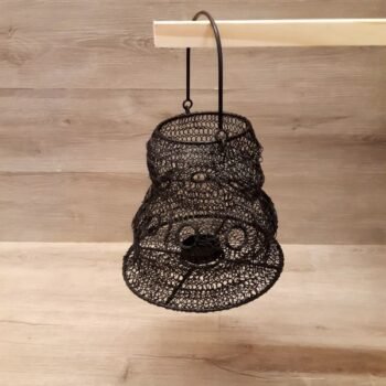 Farol Fanal portavela colgante de malla de hierro niquelado chico de 20 x 17 cm