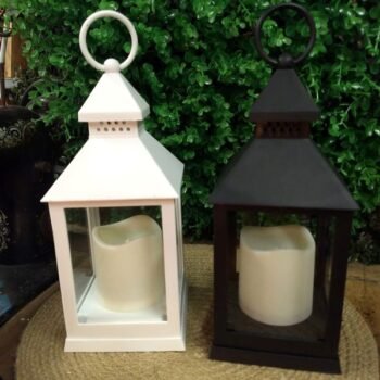 Farol Fanal 25 cm con vela Led en color negro o blanco