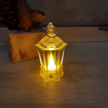 Farolito led luz calida de acrilico transparente a pila de 4 x 9 cm