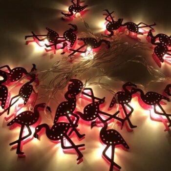 Guirnalda de 2 Mt Led forma de Flamencos fucsia de Metal Caladas