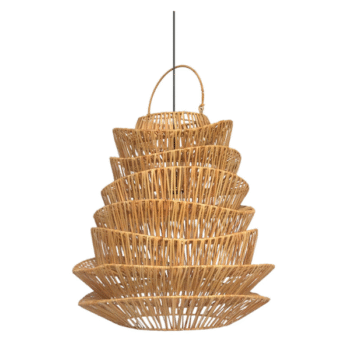 Colgante artesanal Tibet de Ratan y estructura metalica de 55 x 55