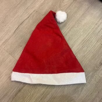 Gorro de navidad de tela roja lisa y blanca de 37 cm