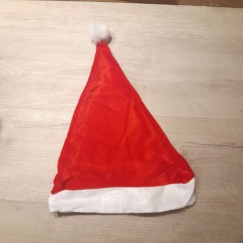 Gorro de navidad de tela plush roja lisa y blanco de 40 cm
