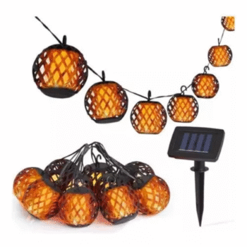 Guirnalda Luces Led Solar 8 Farolitos Efecto Fuego 4 Mts