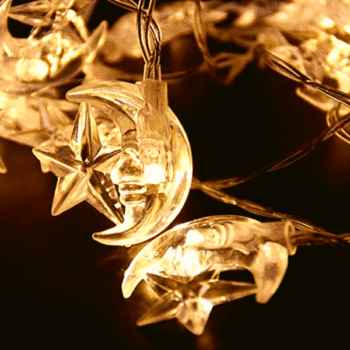 Guirnalda de estrella y luna Led luz calida Electrica x 4 mts
