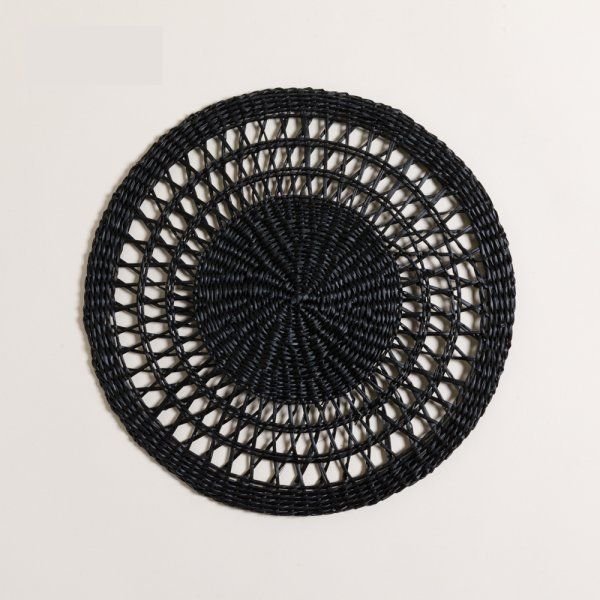 Plato de sitio / Individual redondo Buhan de fibras negro trenzado de 36 cm