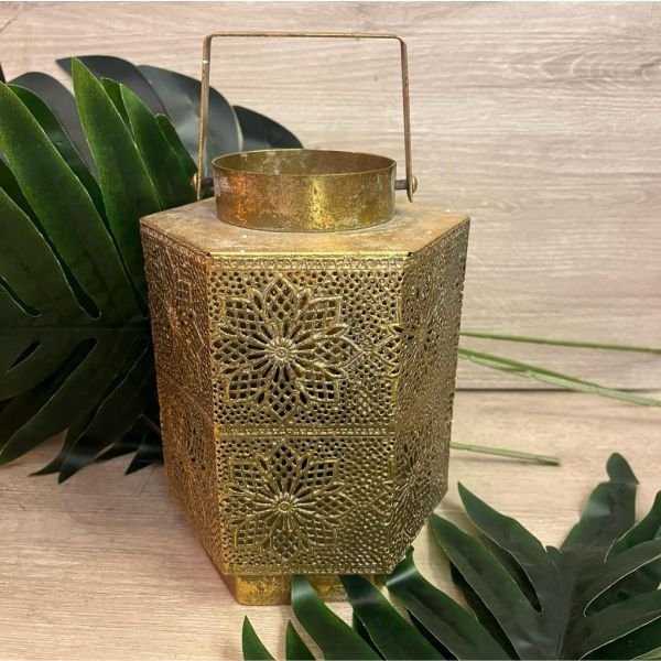 Lampara velador metalica marroqui modelo Malek de 15 x 23 cm