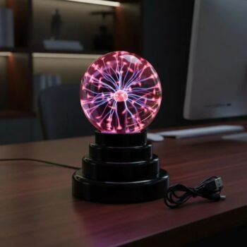 Lampara velador luz de plasma Tesla con rayos USB
