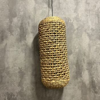 Colgante Artesanal / Velador de fibras naturales Alewa grande de 30 x 72 cm