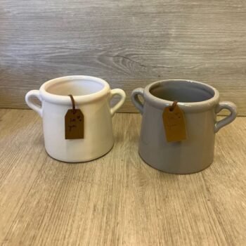 Maceta jarro de ceramica con asas de 9 x 8 cm