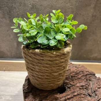 Macetas de soga de yute con plantas artificiales de 11 x 19 cm