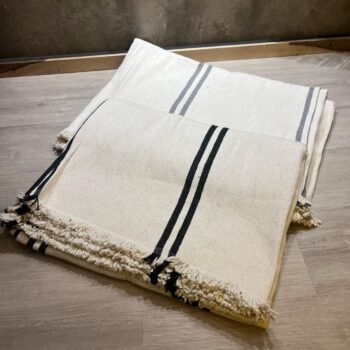 Manta de algodón rustico con rayas de 250 x 120 cm