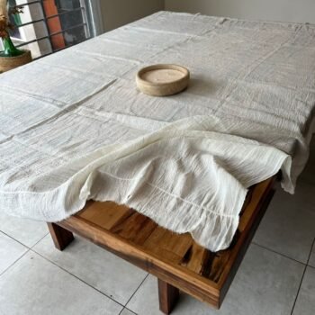 Mantel cuadrado de gaza natural de 200 x 200 cm