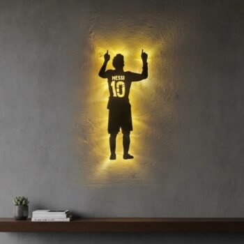 Figura Luminosa / Cuadro corporeo Messi retro iluminado de 25 x 57 cm