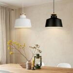 Colgante de metal y madera modelo Wood Mid en color negro o blanco