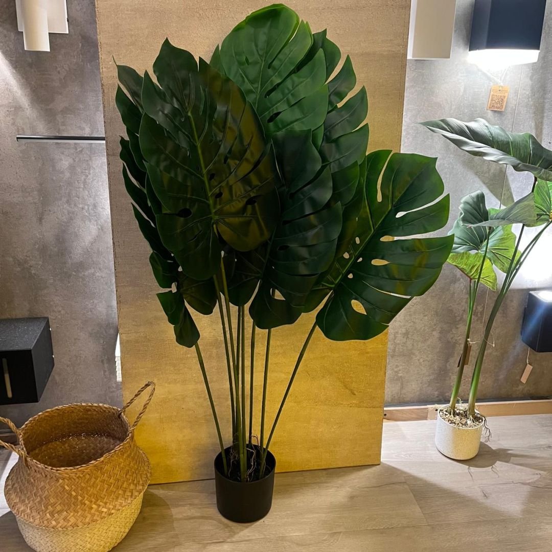 Planta artificial hojas de monstera de 100 cm en maceta