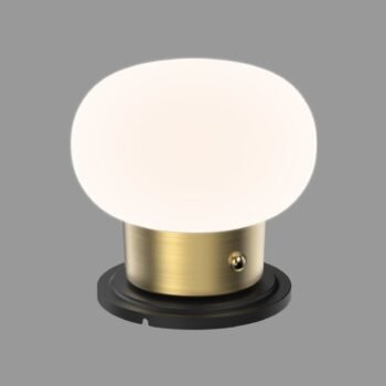 Velador de bronce con pantalla de vidrio mate touch recargable USB Mushroom - Macroled