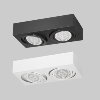 Spot de metal para interior con cabezal movil para 2 lamparas Ar111 en blanco o negro