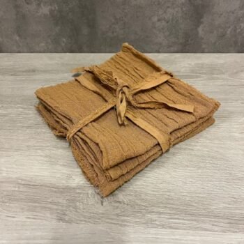 Pack de 4 servilletas de gaza arrugada color nuez de 40 x 40 cm