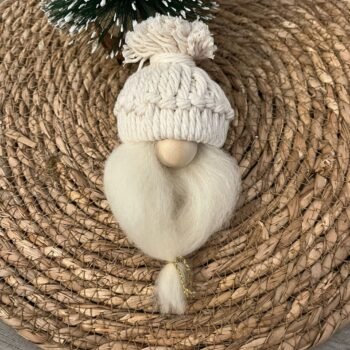 Adorno muñeco de Papa Noel con gorro y barba de algodon