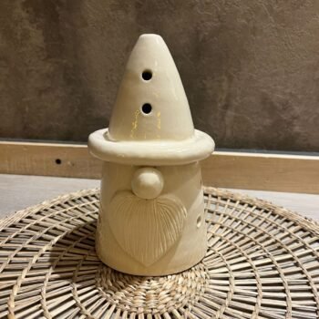 Pino cono de ceramica con cara de Papa Noel de 11 x 18 cm