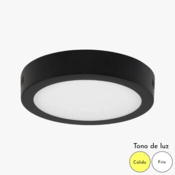 Plafon de Aplicar 12W luz calida o fria Redondo color Negro - Yarlux