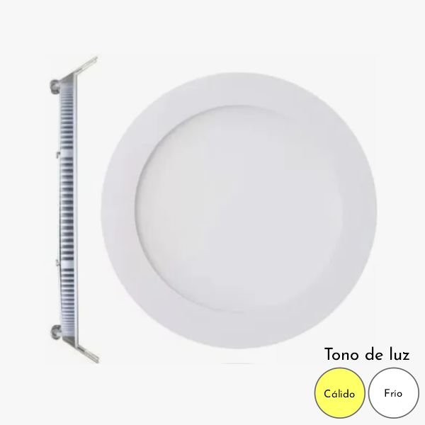 Plafon de embutir redondo 12w luz led calida o fria Candela
