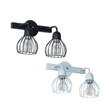 Aplique de pared tipo jaula modelo Porto 2 luces (disponible en Blanco o Negro)
