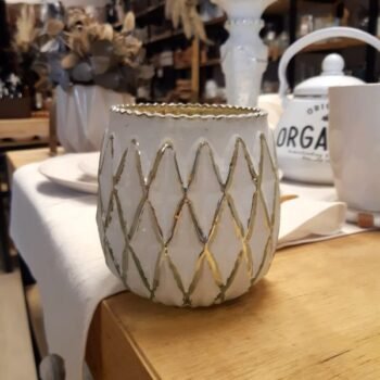 Posavela Fanal de vidrio trabajado blanco