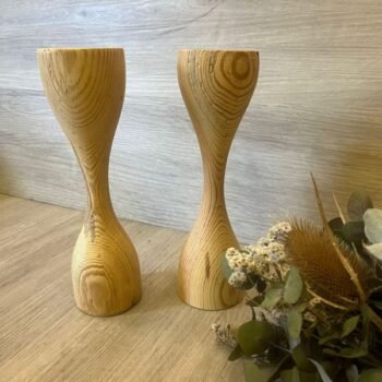 Set de 2 candelabros infinitos de madera estilo nordico de 7 x 23 cm cada uno