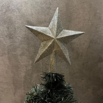 Puntal estrella para arbol de navidad glitter plateado de 18 cm