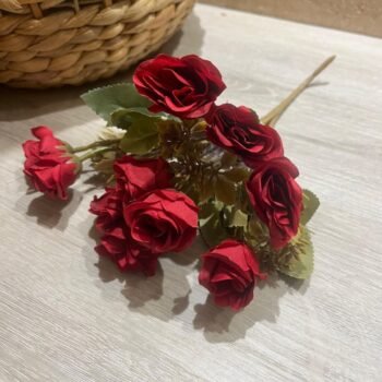Ramo de flores artificiales rosa roja de 30 cm