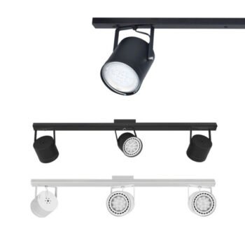 Regleta / Riel de aplicar con 3 proyectores direccionable con lamparas led ar111
