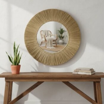 Espejo de Seagrass circular Phan de 60 cm