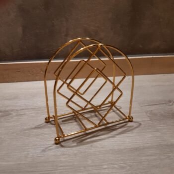 Servilletero de metal dorado rombos de 12 x 6 cm