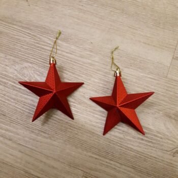 Set de 2 estrellas rojas mate para colgar de 9 x 9 cm