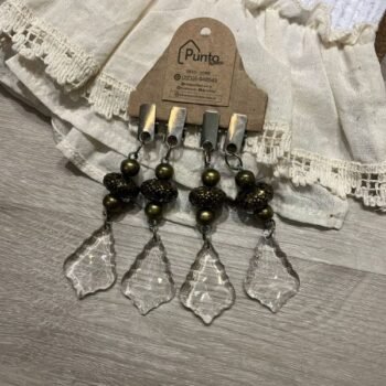 Set de 4 pesas metalicas colgante para mantel con dije pinito transparente