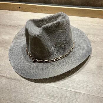 Sombrero de polyester tramado gris con faja combinada