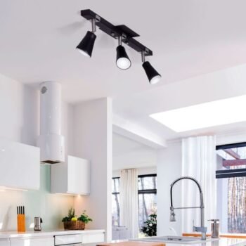 Spot / aplique de techo regleta metalizado para 3 dicroicas led Dublin en negro o blanco