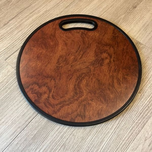 Tabla redonda de pp diseño simil madera con blanco liso de 35 cm