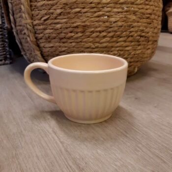 Tazon de ceramica a rayas natural de 10 x 7,5 cm