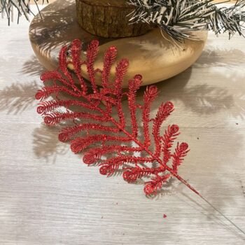 Vara de hoja glitter rojo de 35 cm