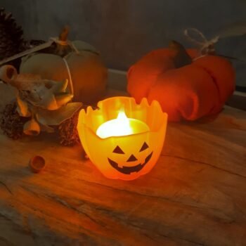 Vela led calabaza Halloween luz calida a pila de 6 x 4 cm