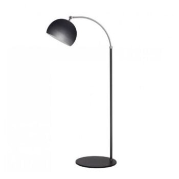 Lampara de pie con pantalla semiesferica y base de metal en negro, blanco o cromado