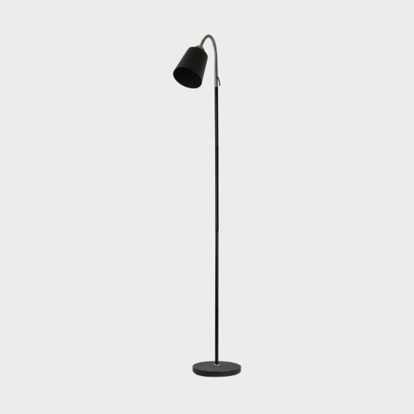 Velador / lampara de pie de aluminio color negro Portalampara E27. LED 20W max