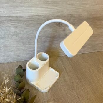 Velador de mesa led recargable con 3 tonos de luz con porta telefono y lapicero