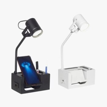 Velador de escritorio metalico con base para celular y lapicero Pavia