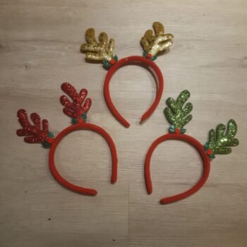 Vincha para el pelo cuernos de reno con glitter