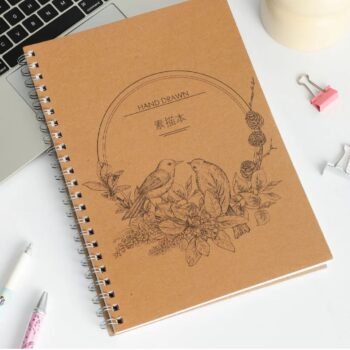 Cuaderno con 60 hojas lisas anillado de tapa dura Hand Drawn 21 x 30 cm